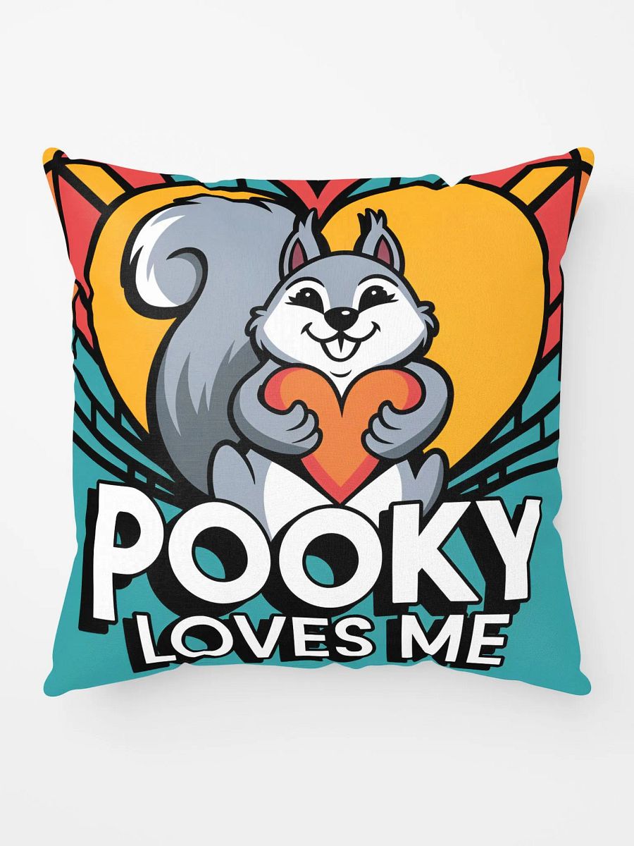 Comfy Pillow: Pooky Loves Me, Colorful, Teal bottom, Sun and Squirrel top with heart product image (10)