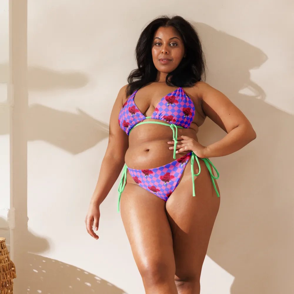 Rosy string bikini {melon and periwinkle} product image (8)