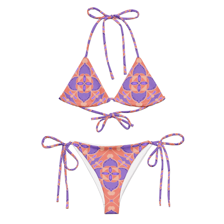 Pastel Orange and Mauve Pattern String Bikini product image (2)