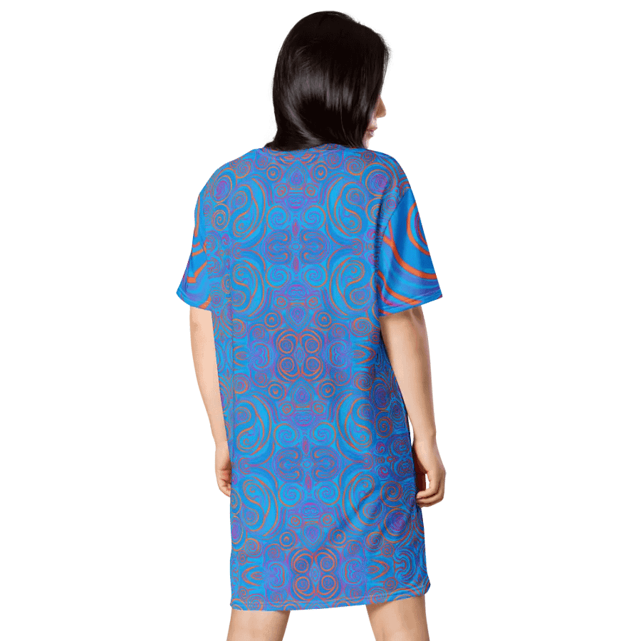 Funky Blue Dreams Liquid Tie-Dye T-shirt Dress product image (9)