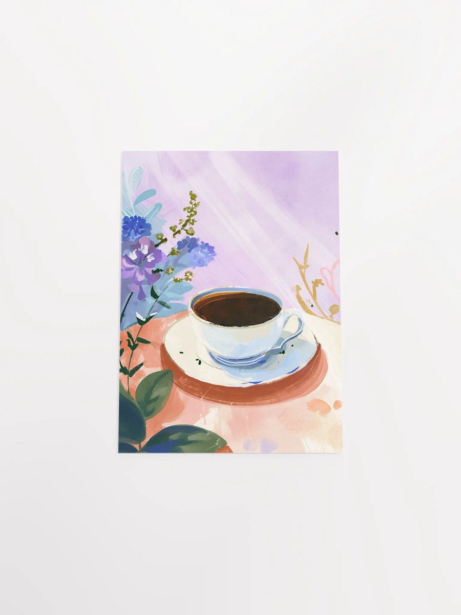 Serene Coffee Cup Floral Poster product image (7)