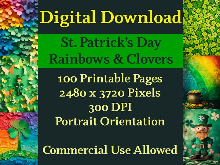 St. Patrick's Day Rainbows & Clovers Digital Scrapbook Pages product image (2)
