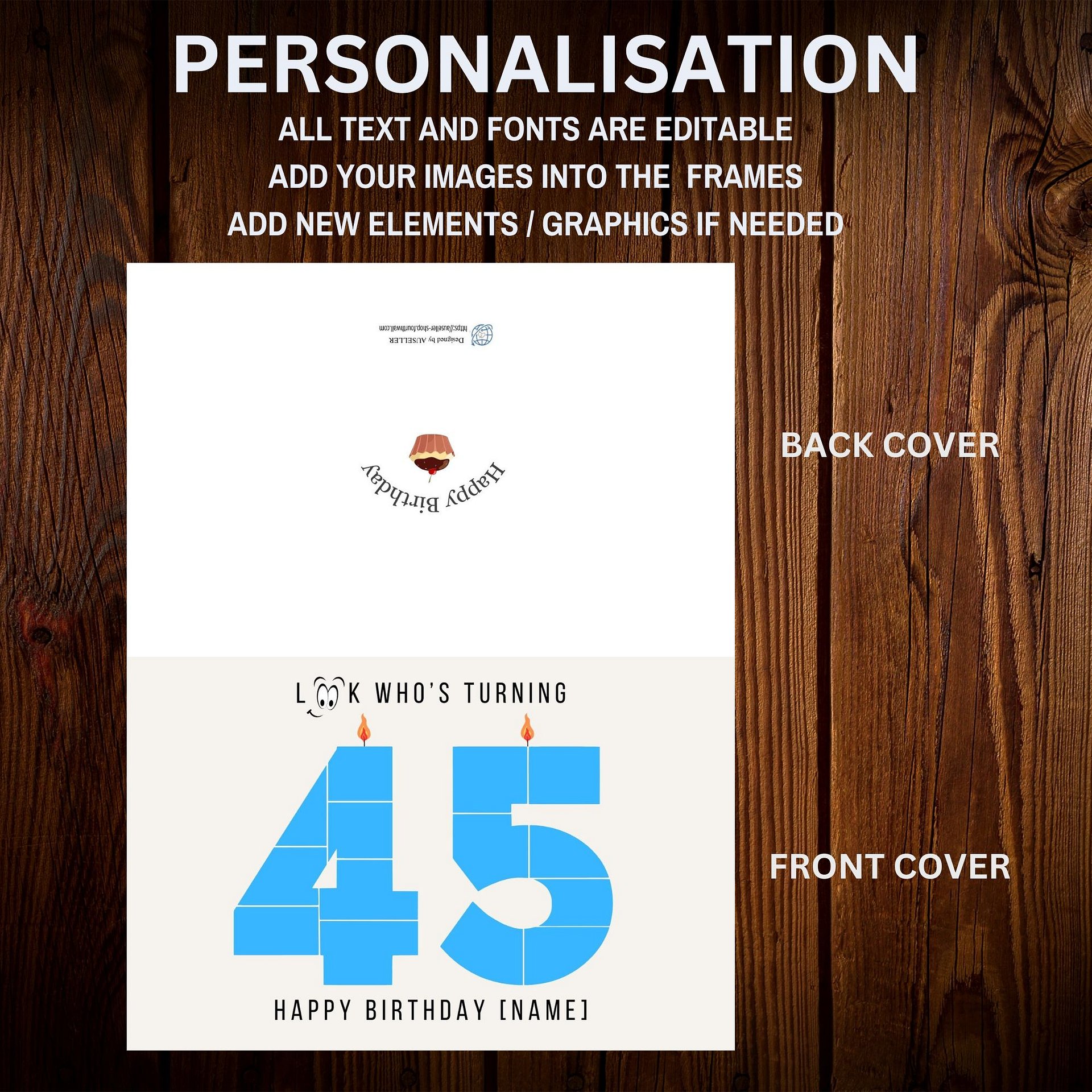 45th Birthday Number Photo Card Canva Template product image (5)