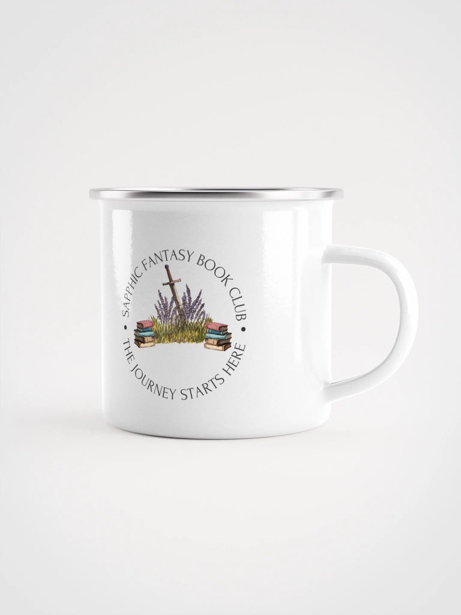 Sapphic Fantasy Book Club Enamel Mug product image (1)
