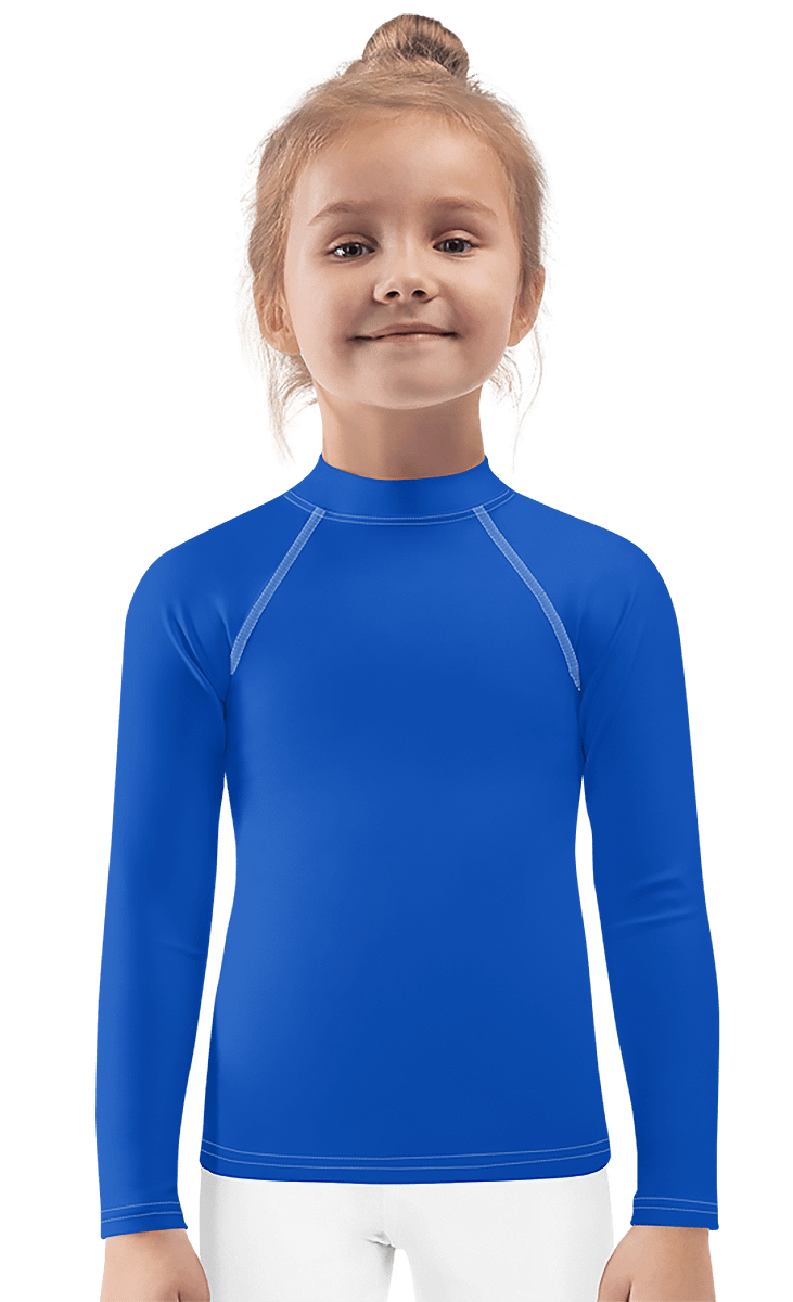 Kids Plain Color Absolute Blue Rash Guard product image (1)