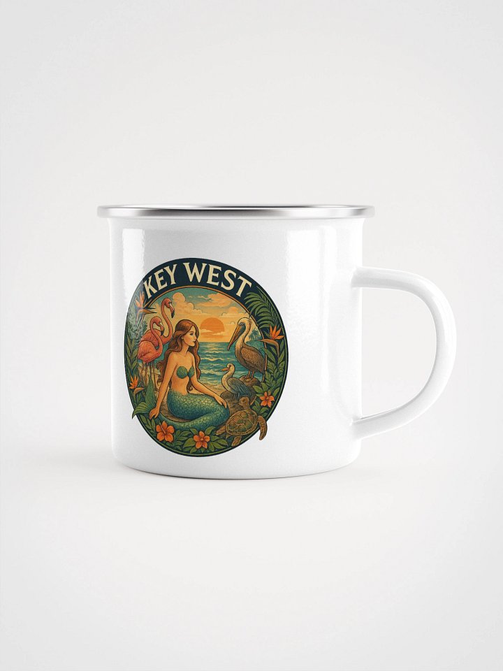 Key West Florida Enamel Mug with Mermaid, Birds, and Turtle product image (2)