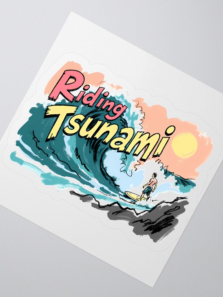 Tsunami Surf Art Print – Bold Wave Sticker product image (2)