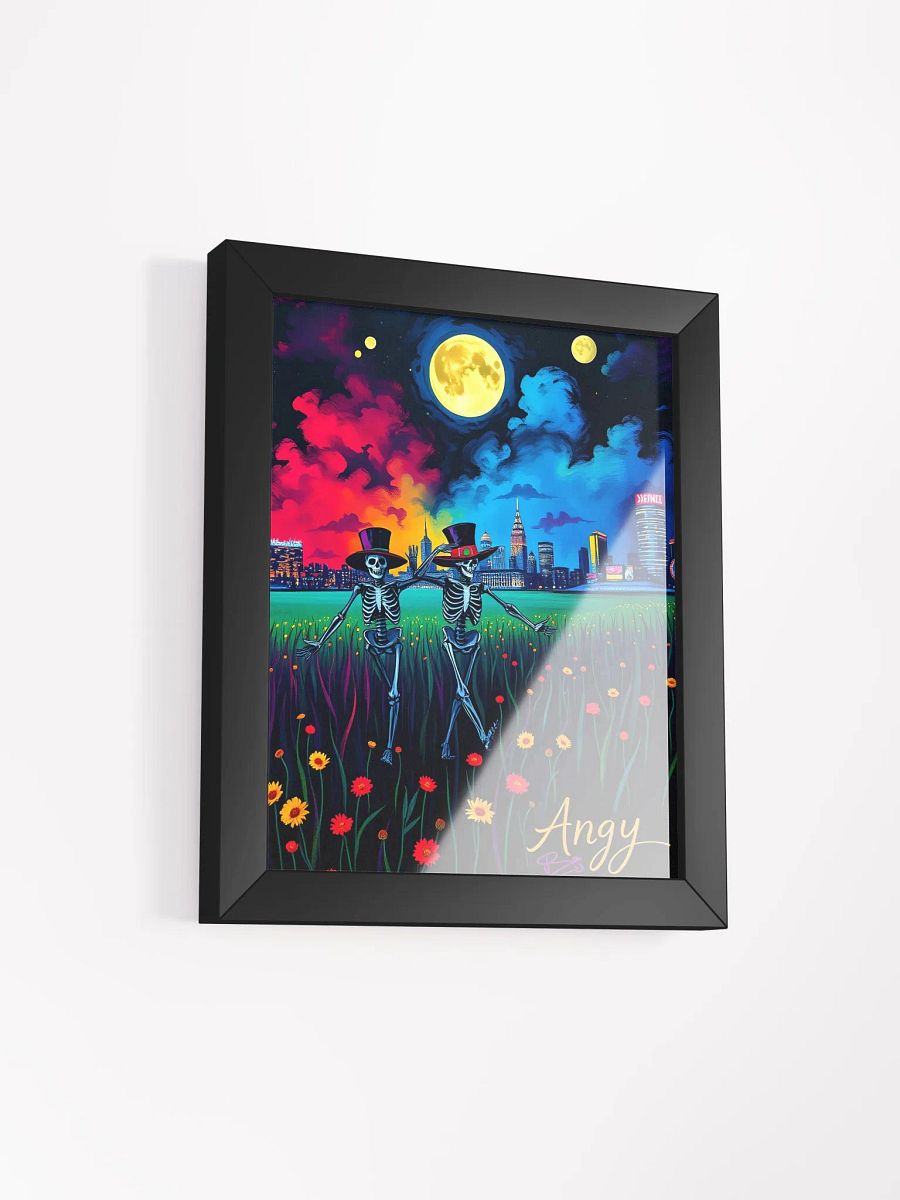 Iconic GD Skeletons dancing in the moonlight, vibrant Ayous Wood Framed Matte Poster product image (8)