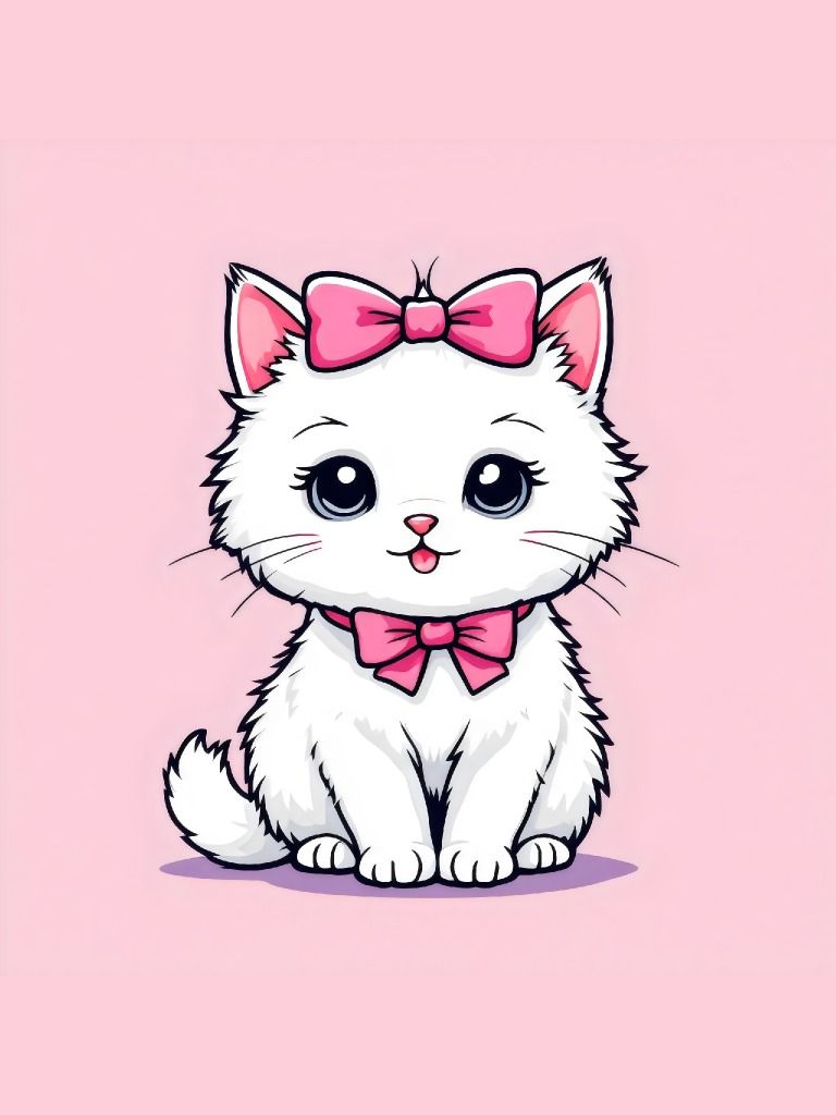 14 Adorable Fluffy Kitten with Pink Bows – Cute Cat Art for Animal Lovers - Kitten clipart collection product image (5)