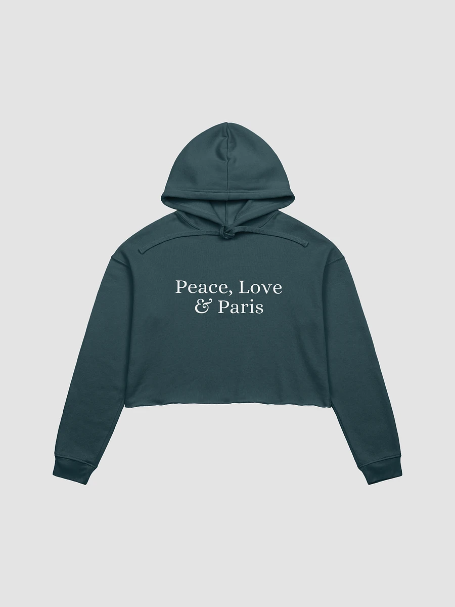 Peace, Love and Paris Cropped Hoodie | White Ink Design product image (2)