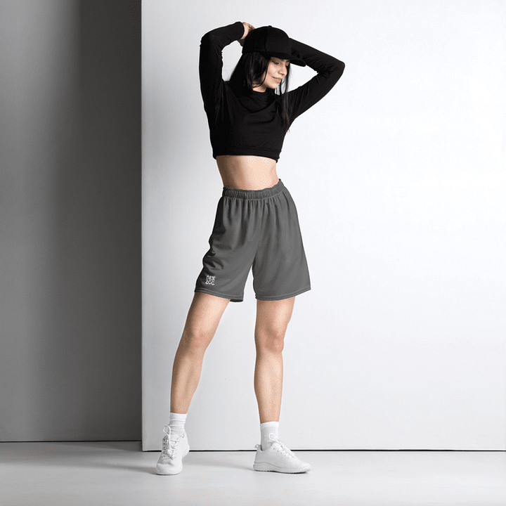 Women's | BRN.2C.C.™ Mesh Shorts | Coastal Cool Meets Sporty Style | Recycled Unisex Activewear 🌊🔥| White Logo on Grey product image (1)