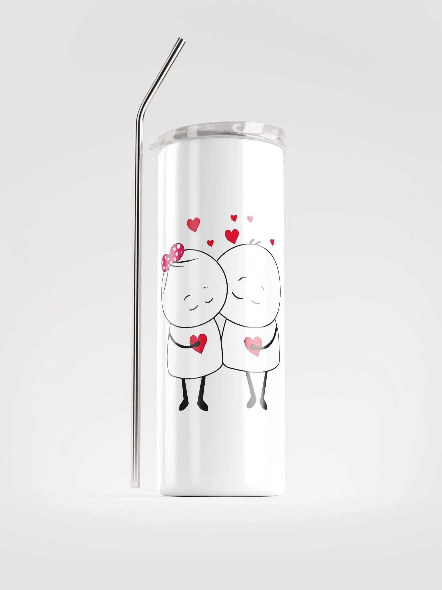 Romantic Couple White Stainless Steel Tumbler: Valentine's Day Delight product image (1)
