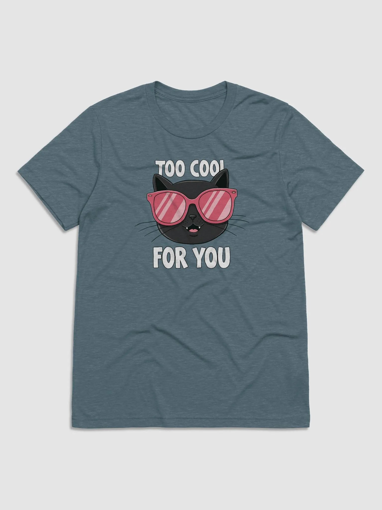 Funny Too Cool for You Black Cat T-Shirt with Pink Sunglasses - Cute Graphic Tee product image (2)