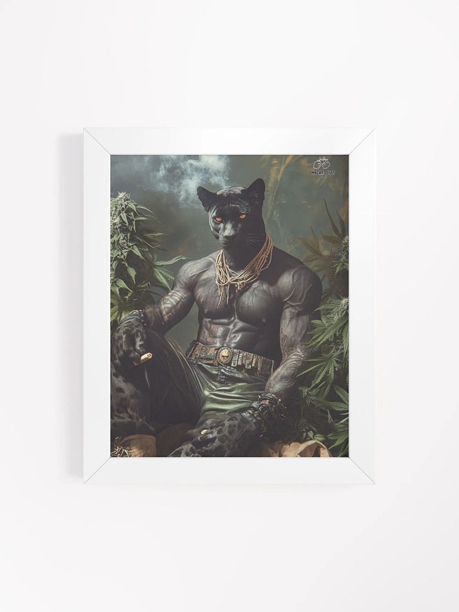 Framed Stoner Poster - Puma Man Smoking Blunt Art - Unique Home Decor - Ready to Hang product image (30)