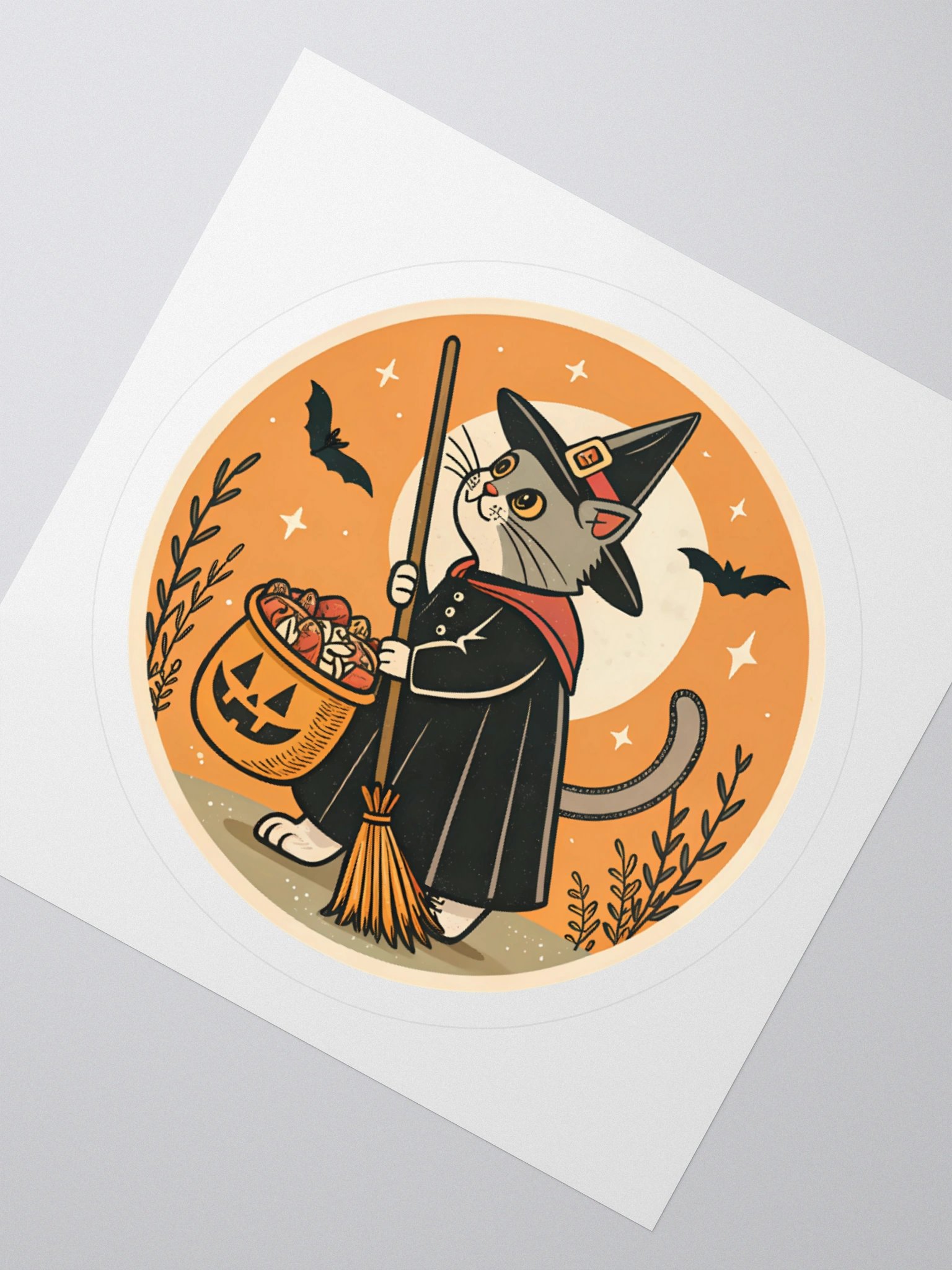 Witchy Cat Halloween Kiss Cut Sticker product image (5)