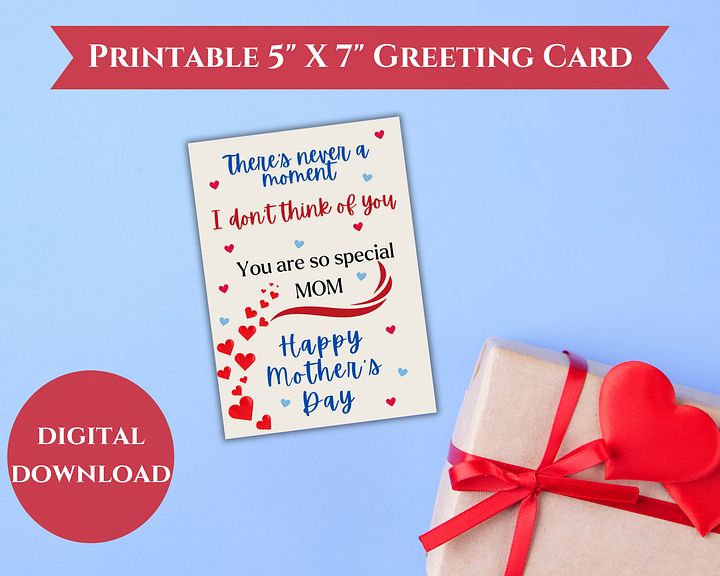 Red & Blue Hearts Mother's Day Card product image (1)