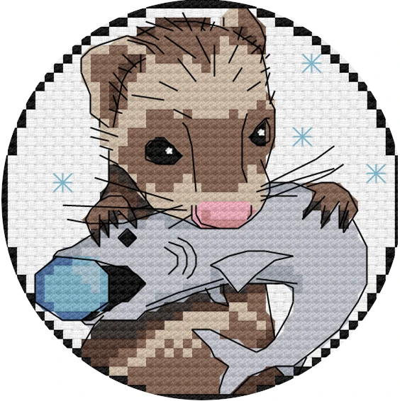 Zodiac Ferret - Pisces Aquamarine Ferret Cross Stitch Pattern (Digital PDF) product image (1)