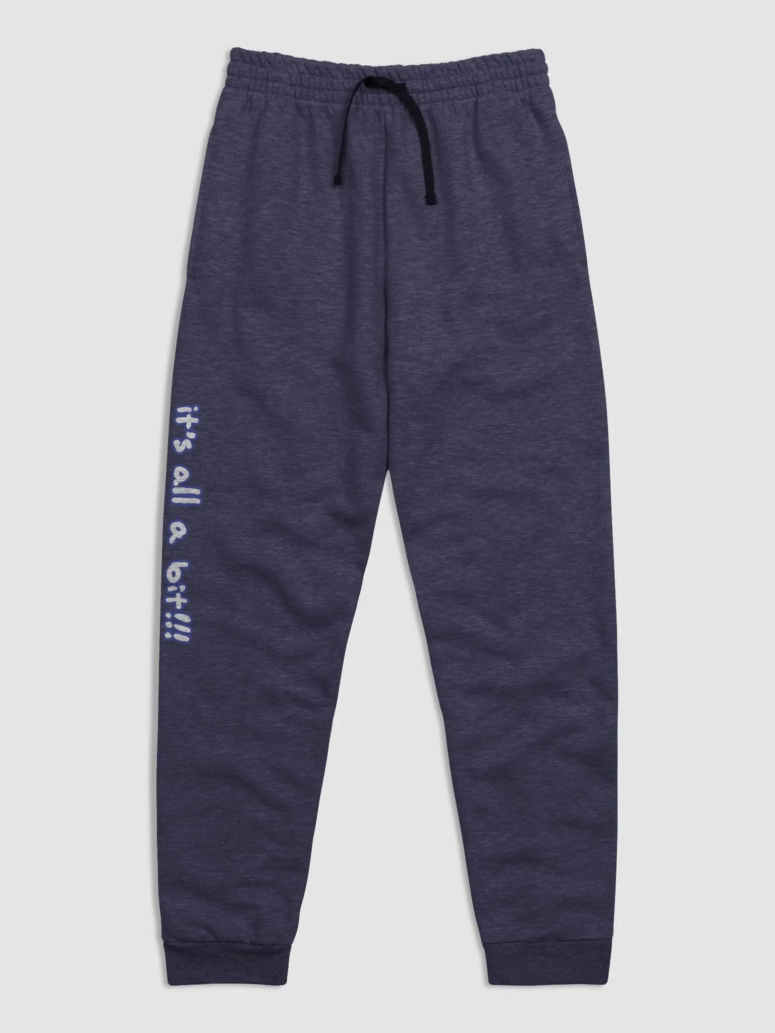 “It’s all a bit!!!” (long lined design, #3E4B9D) unisex joggers product image (1)