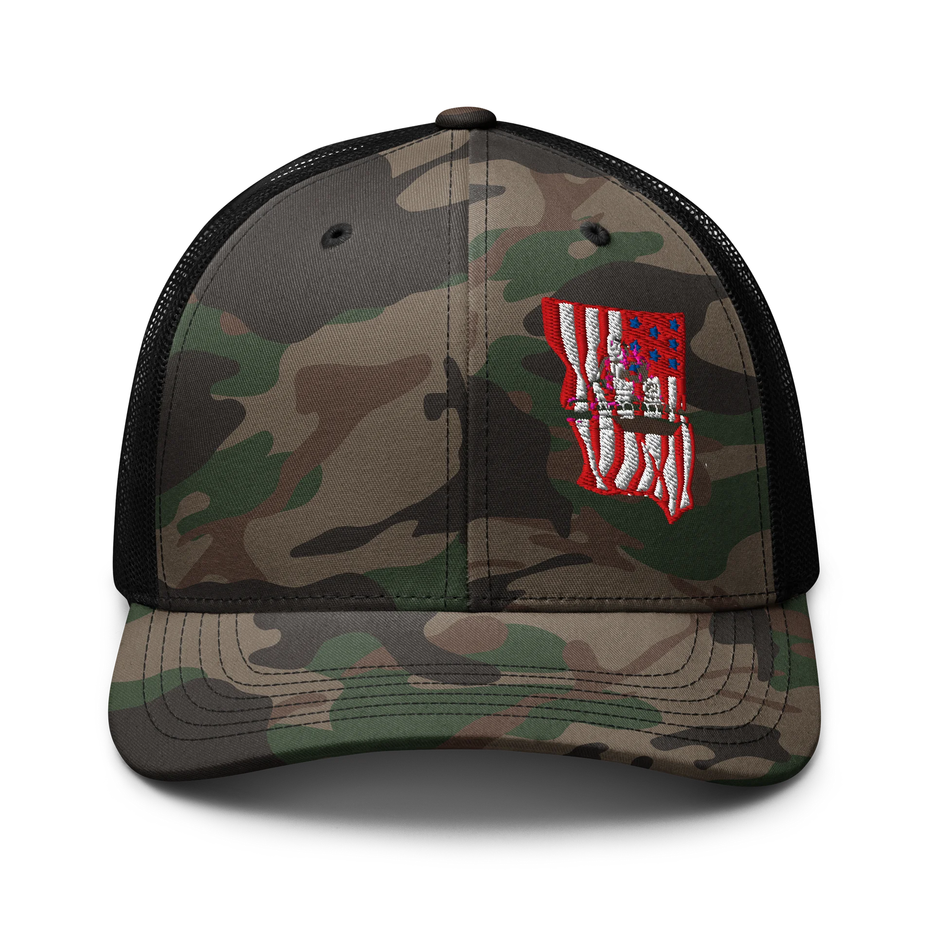 American Flag & tug cut out - Camo Trucker Hat product image (1)
