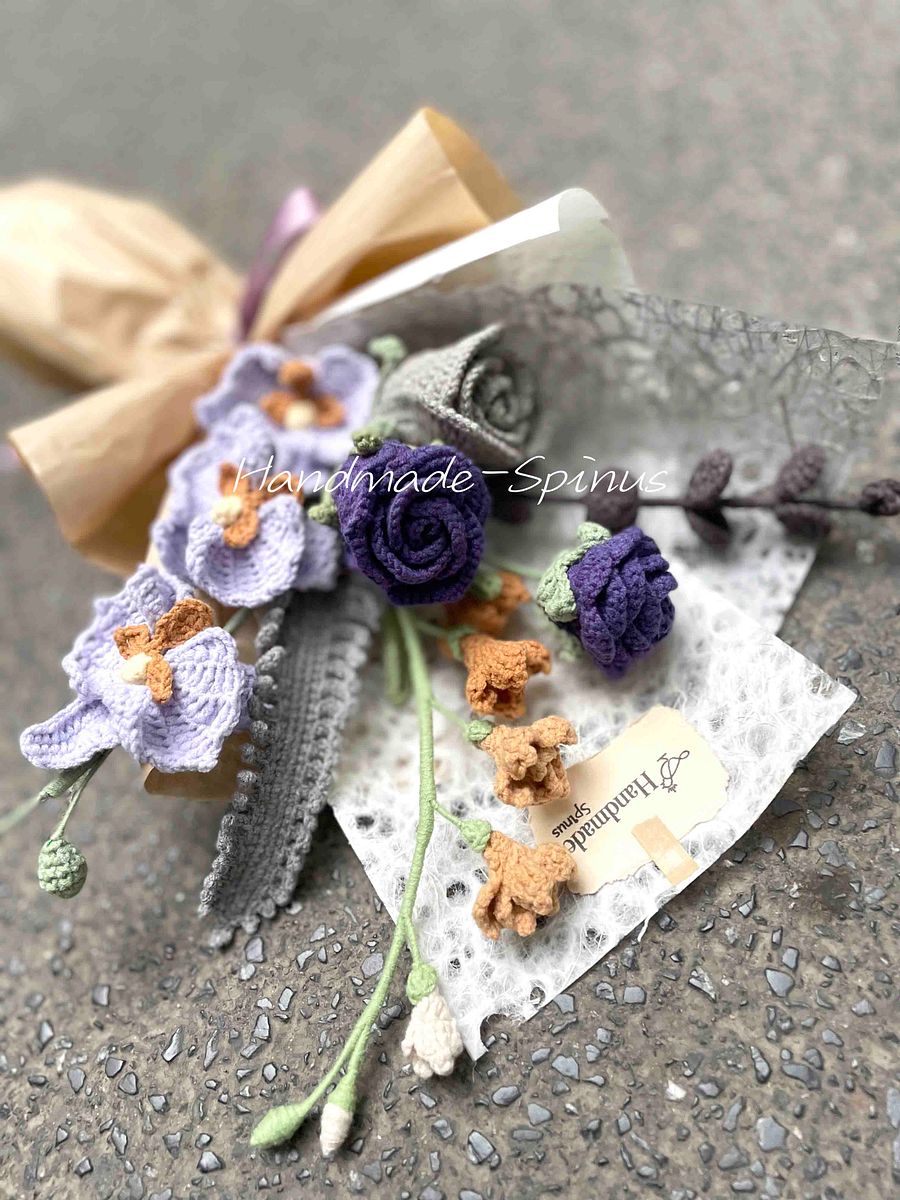 Purple Thoughts Crochet Knit Bouquet product image (5)