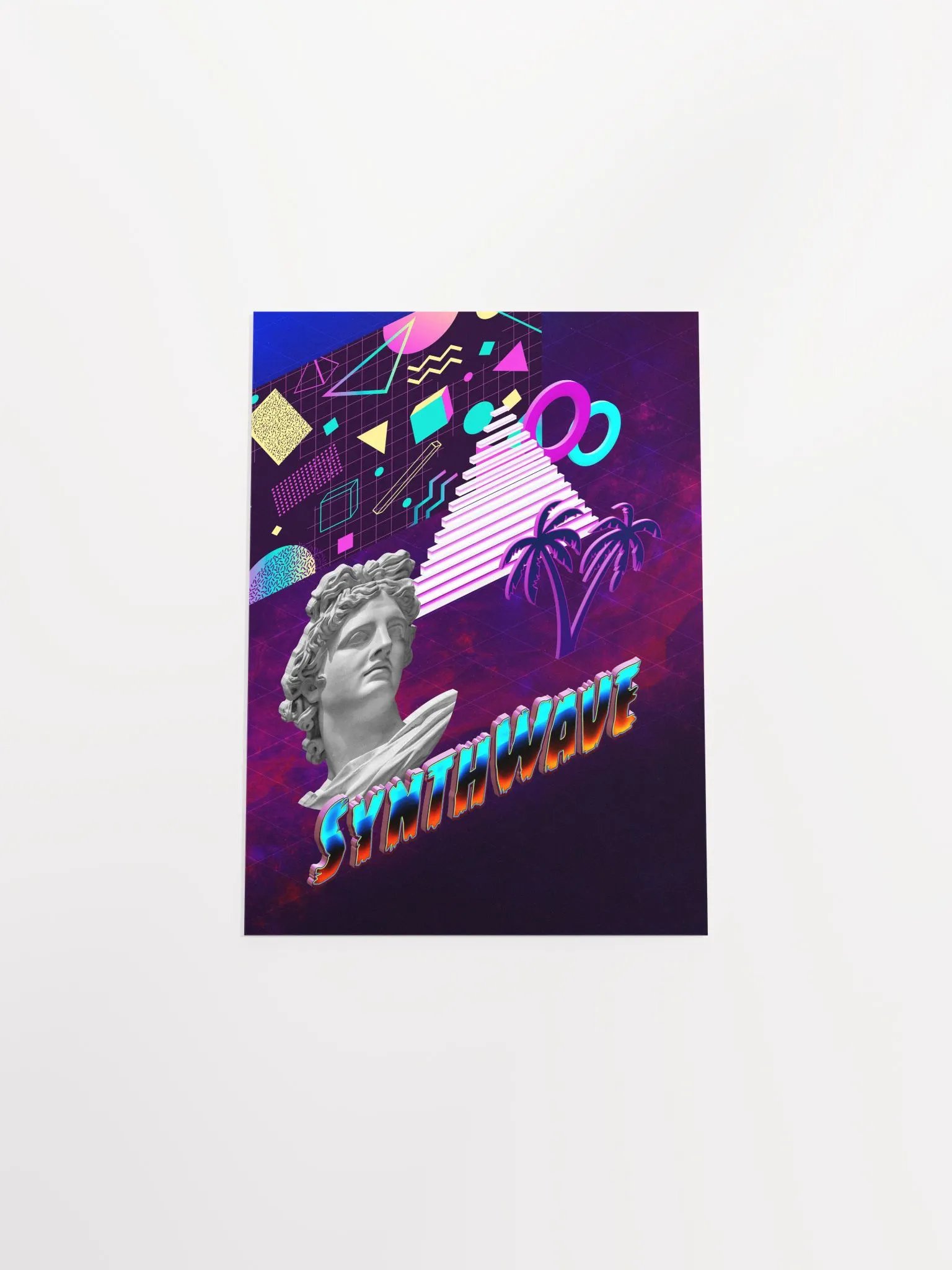 Isometric Synthwave: Apollo, pyramid [synthwave/vaporwave/cyberpunk] — synthwave aesthetic poster, retrowave poster, neon poster,1980s print product image (9)