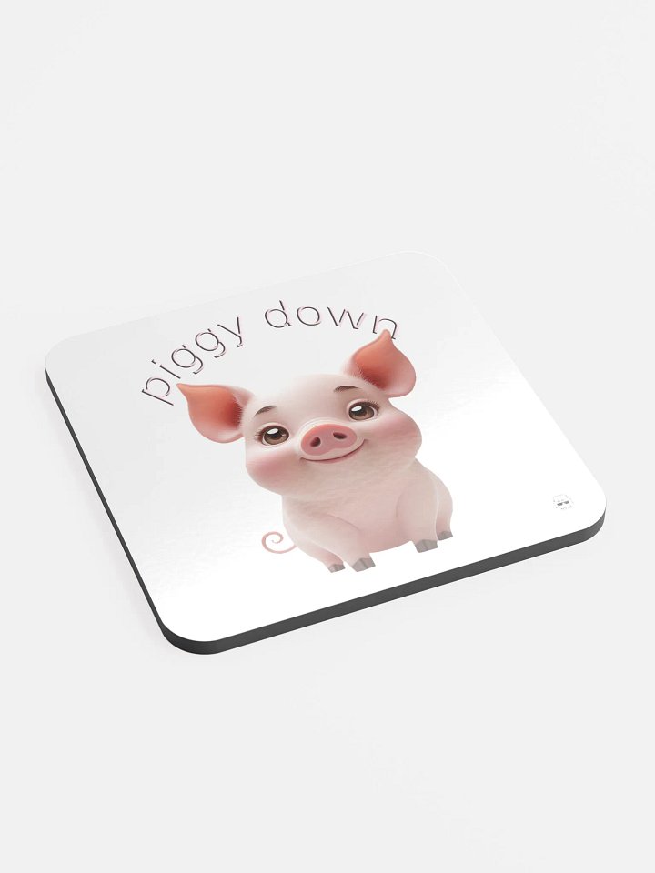 Piggy Down Glossed Cork Coaster product image (2)