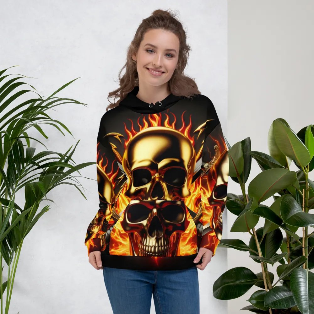 Golden Skull & Crossed Swords - Unisex Skull Hoodie #46 product image (5)