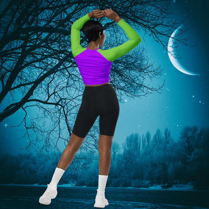 SPOOKY JOOCE Long Sleeve Crop Top - Purple/Green product image (2)