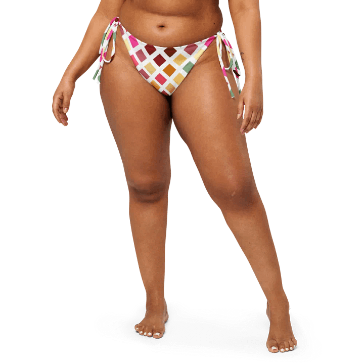 Colorful Square Pattern Design String Bikini Bottom - v4 product image (1)