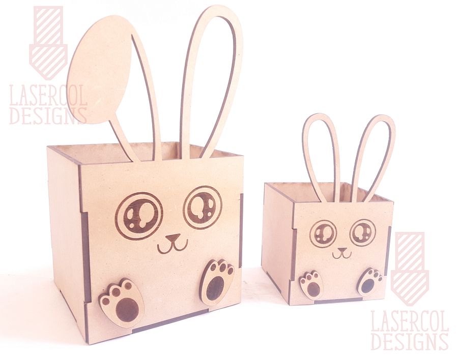 Easter Bunny Basket (Two Sizes, Two ear Styles) - Laser Cut Files product image (8)