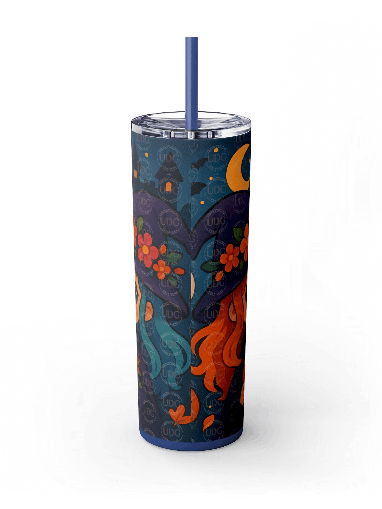 Cute Little Witches Halloween Tumbler Wrap PNG – Kawaii Fall Witch, Pumpkin, Ghost & Floral Hat Design for 20oz Skinny Tumblers product image (5)