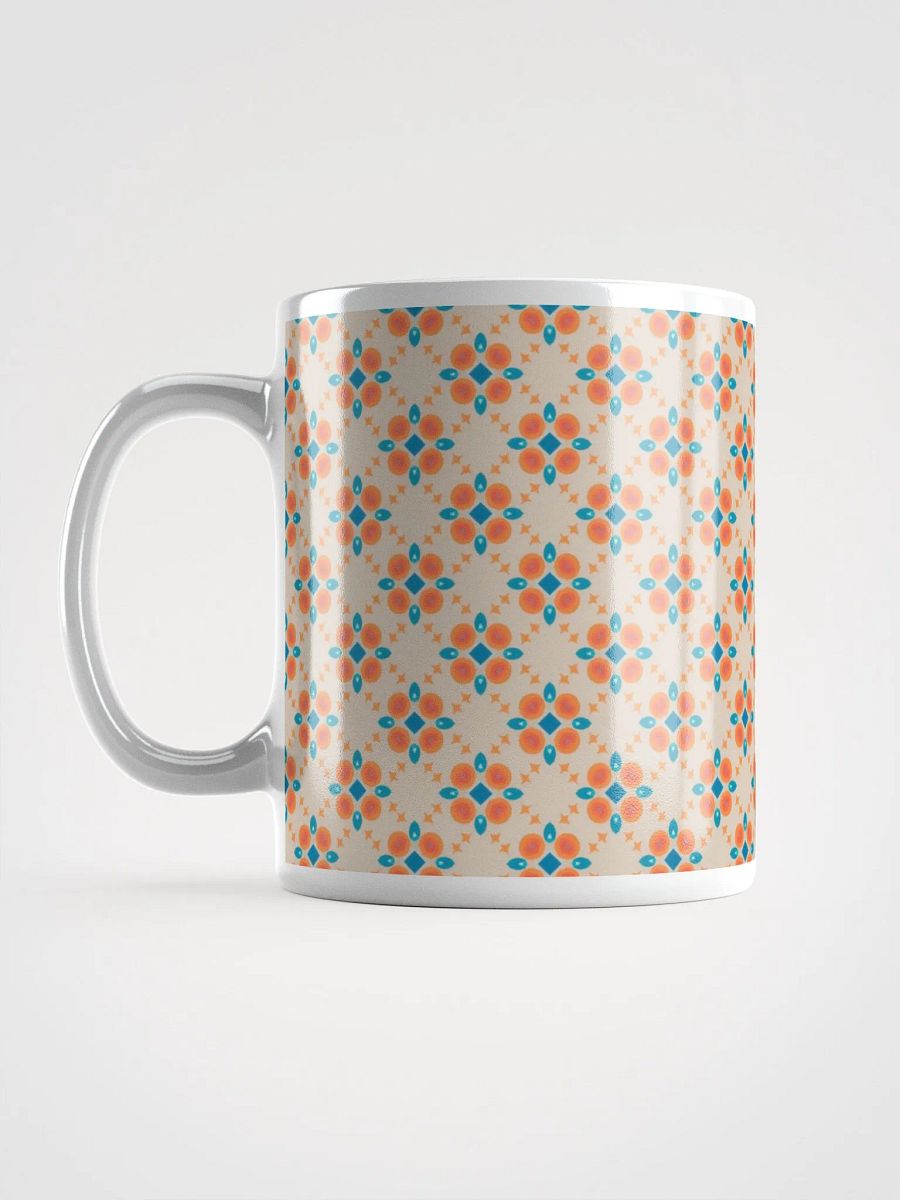 Cream Orange & Blue Diamond Floral Ceramic Mug product image (6)