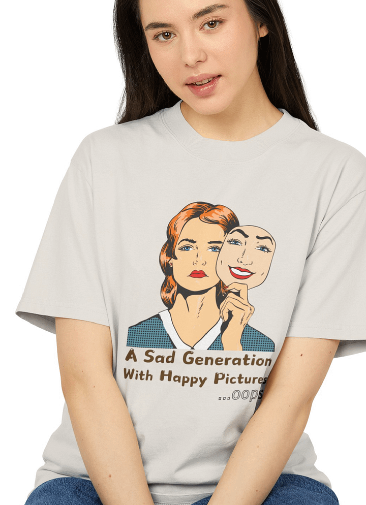 A sad generation with happy pictures oversized faded t-shirt product image (1)