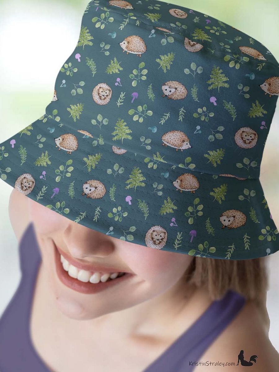 Hedgehogs Reversible Bucket Hat in Plum and Teal product image (5)