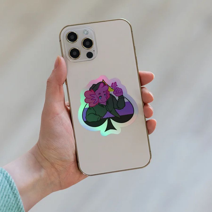 Enby in Spades | Kiss-Cut Holo Sticker product image (6)