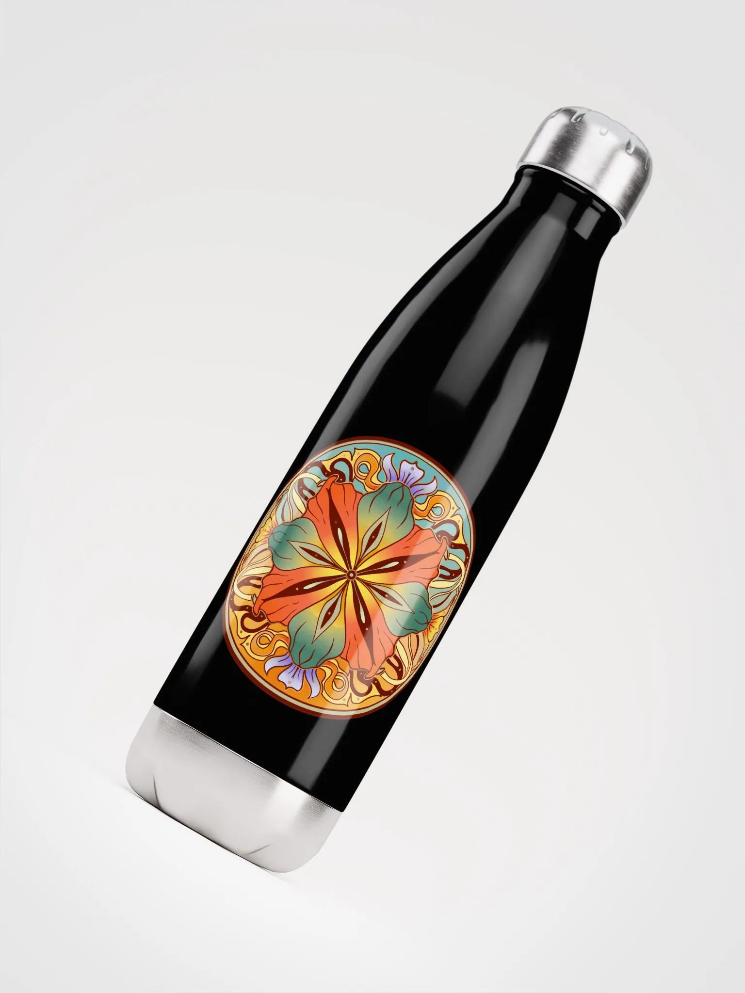 Teal Floral Mandala - Water Bottle product image (4)