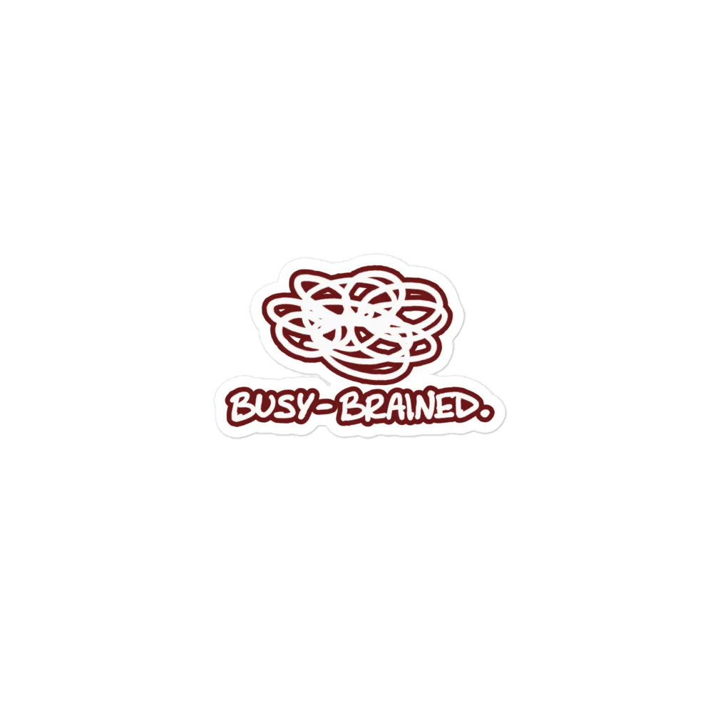 BUSY-BRAINED (lined design, #6D1616) magnet product image (1)