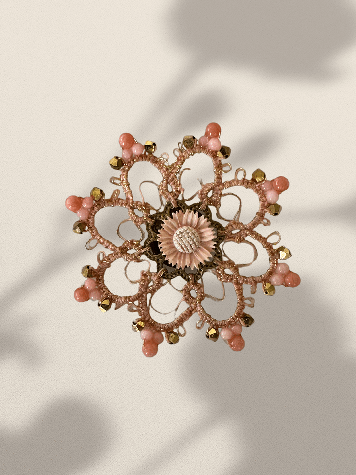 Lace Brooch with Genuine Antique Hand-Carved Ivory Flower product image (2)
