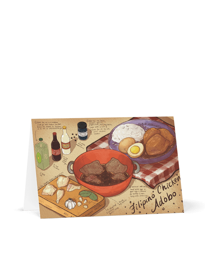 Filipino Chicken Adobo Recipe Art Print Greeting Card product image (1)
