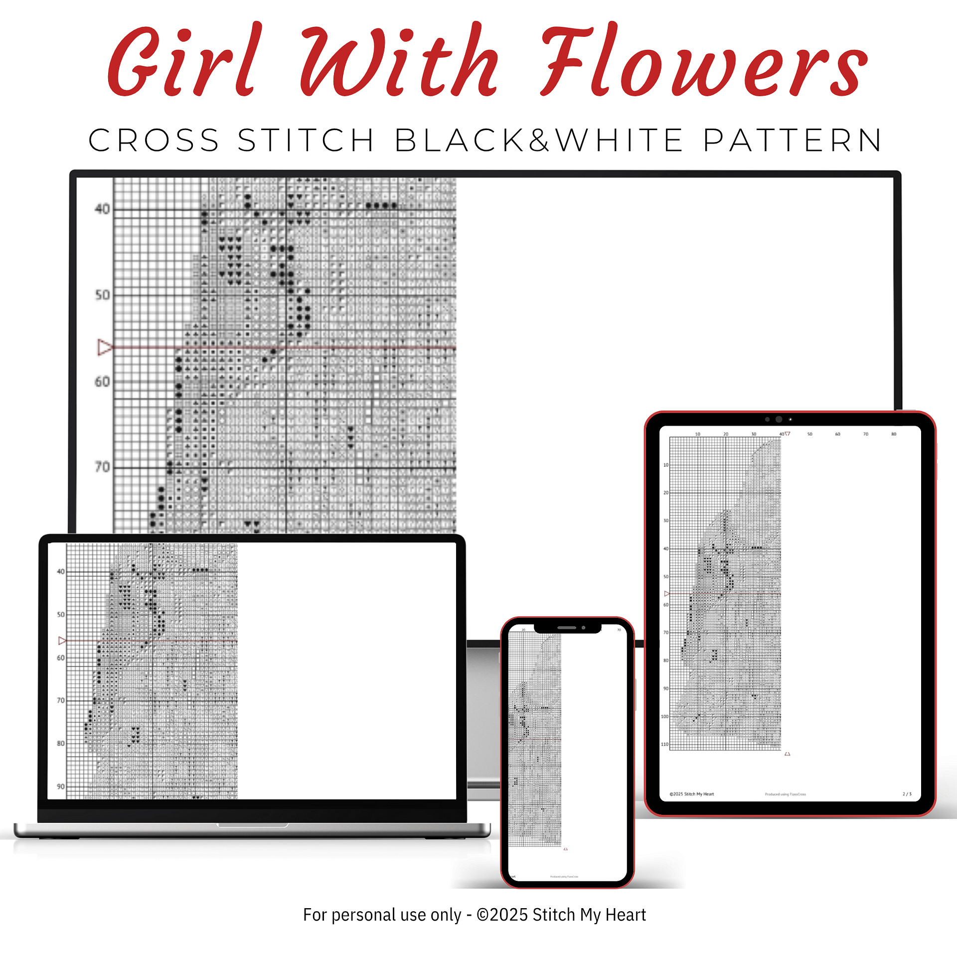 Girl With Flowers Cross Stitch Pattern product image (4)