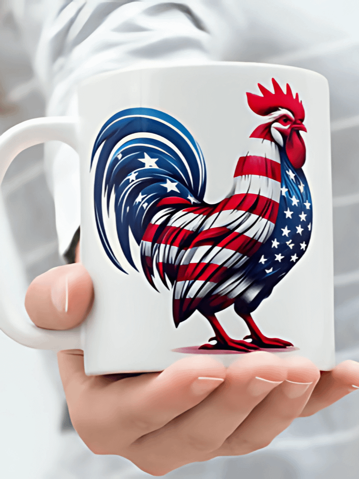 Sassy Patriotic Chicken Mug Wrap PNG – Funny 4th of July Sublimation Design for 11oz & 15oz Coffee & Tea Mugs – 300 DPI Instant Download product image (1)