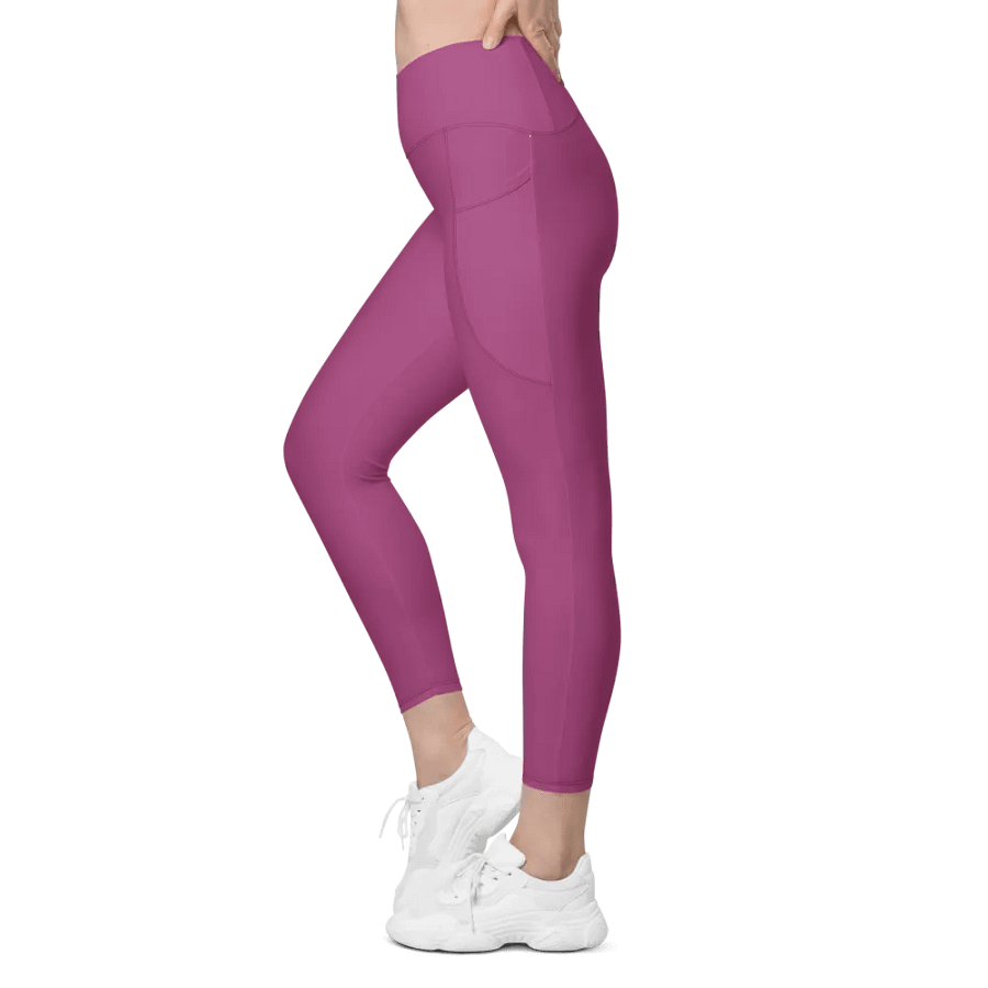 Plain Plum Purple True Summer Women's High Waisted Premium Crossover Leggings with Pockets by Treasure Pie product image (6)