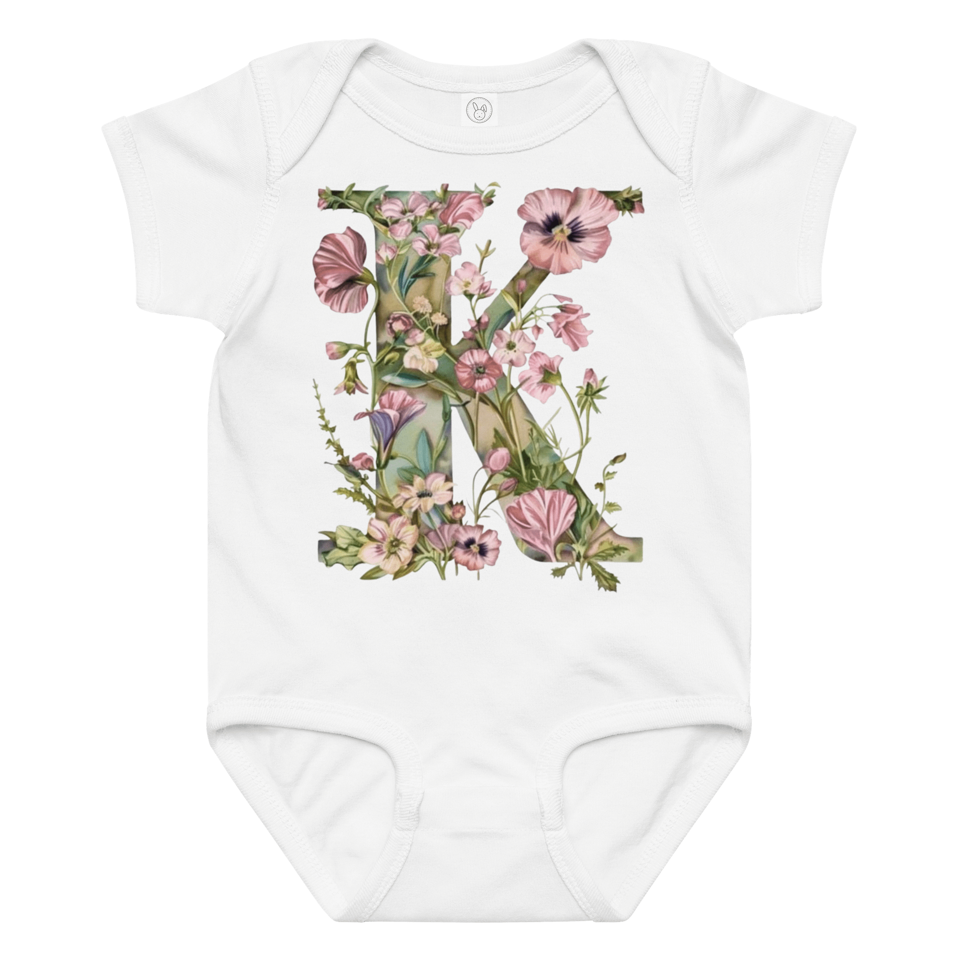 Floral Letter K Baby Bodysuit product image (1)