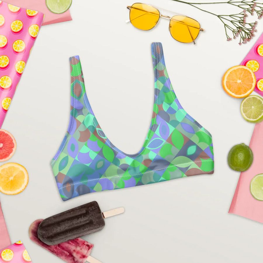 Colorful Vector Patterns Design Padded Bikini Top - v10 product image (6)