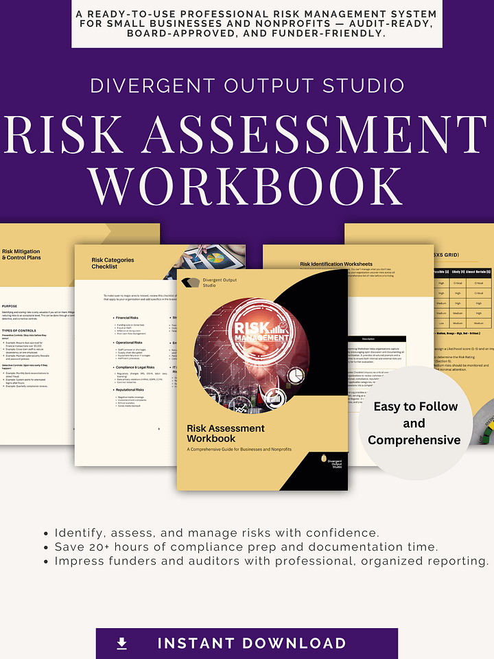 Risk Assessment Workbook: Comprehensive Guide for Businesses and Nonprofits product image (2)