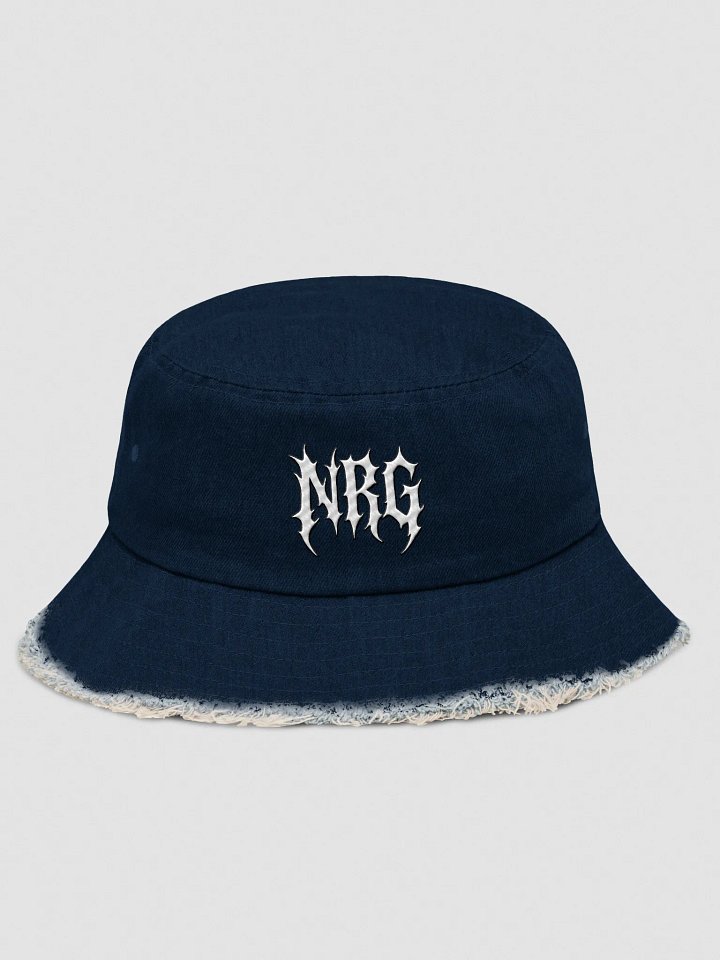 NRG Grunge Logo Embroidered Capstone Distressed Denim Bucket Hat product image (1)