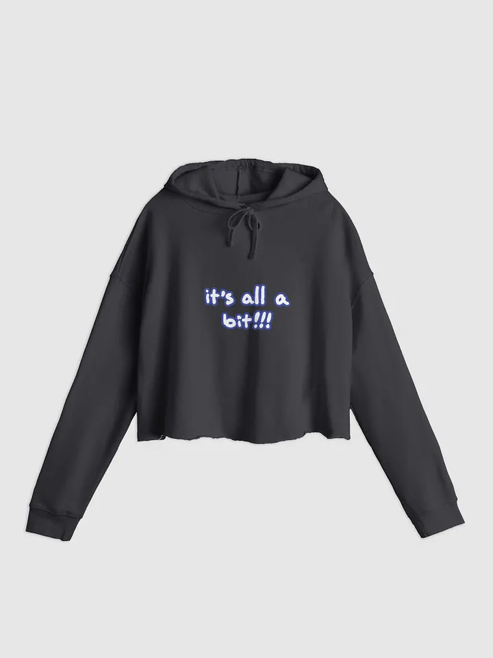 “It’s all a bit!!!” (sm. lined design, #3E4B9D) lightweight cropped hoodie product image (1)