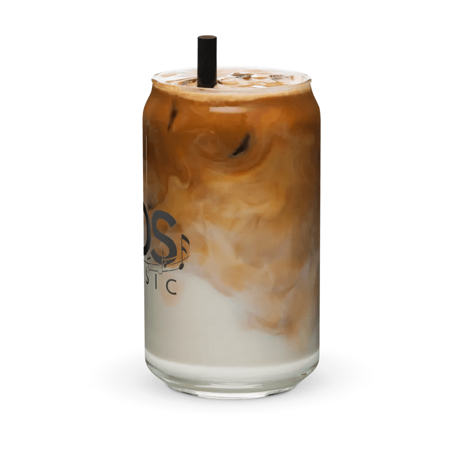 TDS Music Can-Shaped Glass with Bamboo Lid and Metal Straw - 16oz Music Themed product image (12)