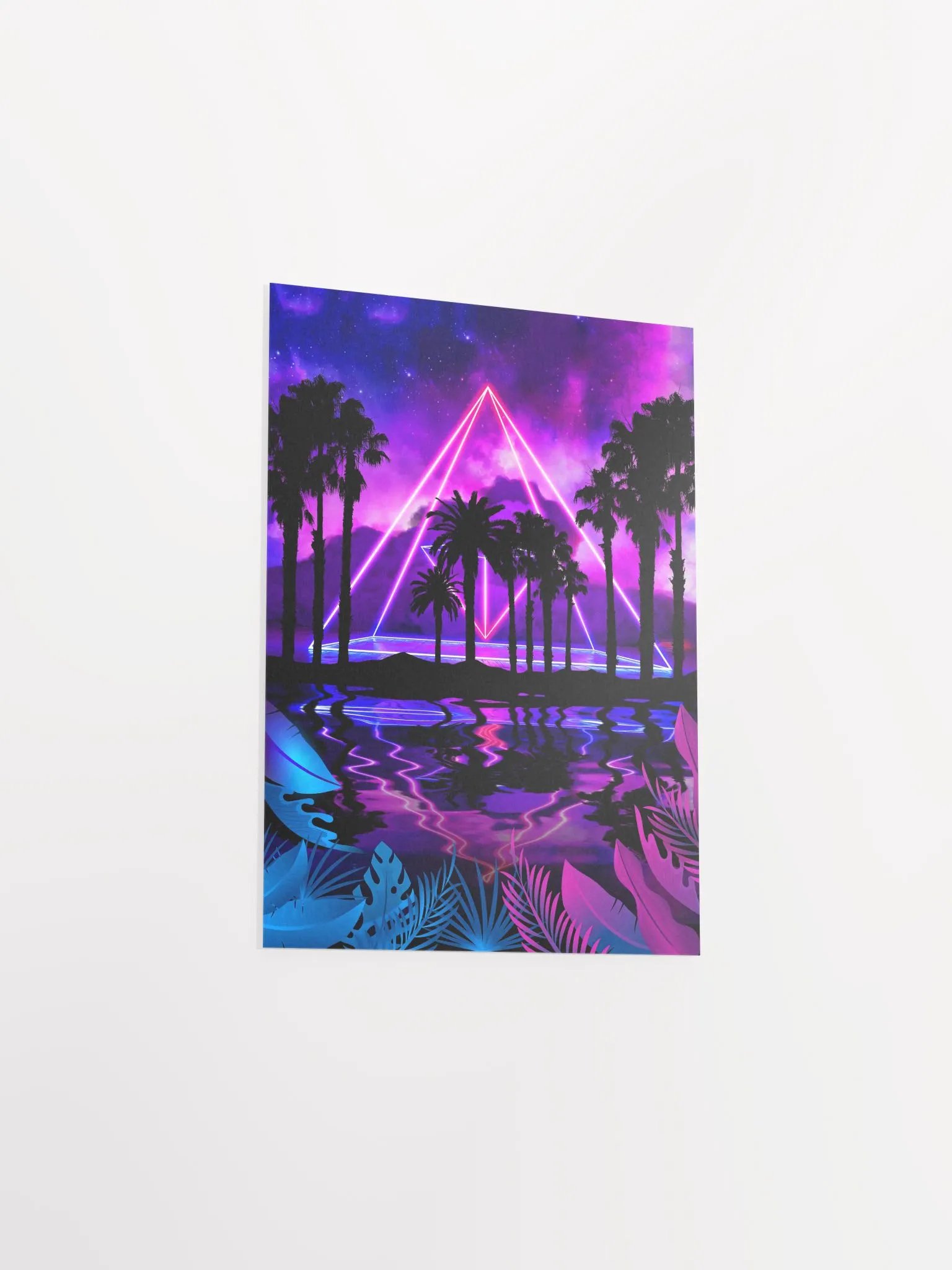 Neon palms landscape: Pyramid [synthwave/vaporwave/cyberpunk] — Aesthetic poster, retrowave poster, vaporwave poster, neon art, space poster product image (9)