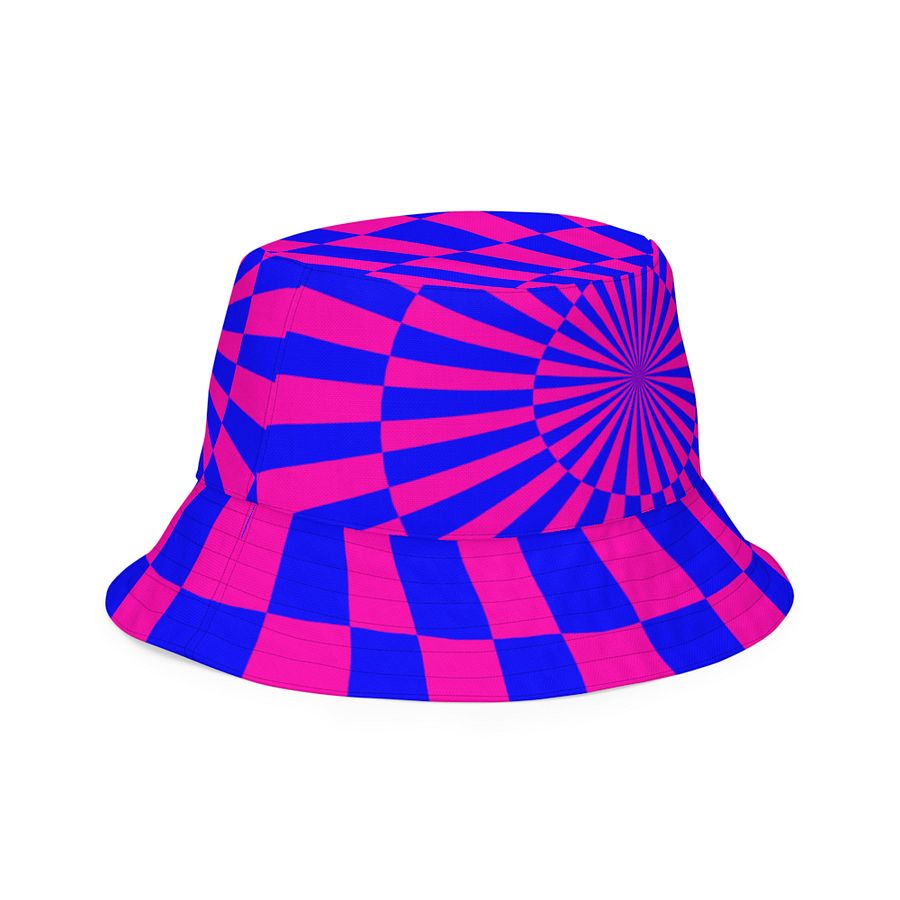 Twisted Circus Style Reversible Bucket Hat, Pink Blue Green Purple Spirals Checkers Accessory product image (5)